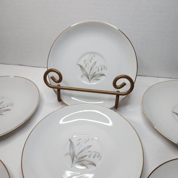 Set Of 6 VTG Kaysons Golden Rhapsody Fine China Teacup Saucers 1961 White & Gold - Picture 2 of 5